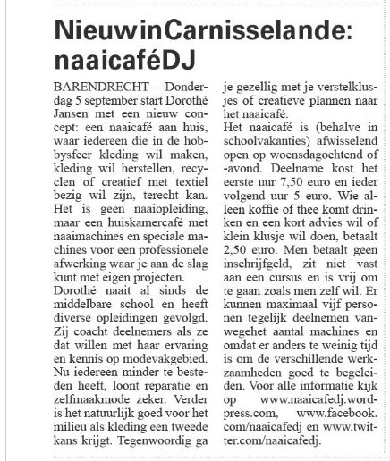 artikel opening Naaicafé DJ Schakel 29-08-2013 blz 11 midden